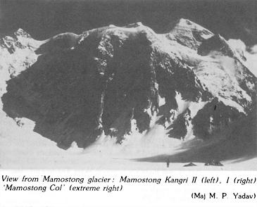 vue du glacier Mamostong: Mamostong Kangri II & I, ‘Mamostong Col’ (maj. M.P. Yadav)